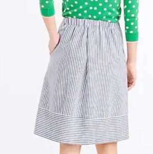 J. Crew Factory Striped Cotton-Linen Midi Skirt